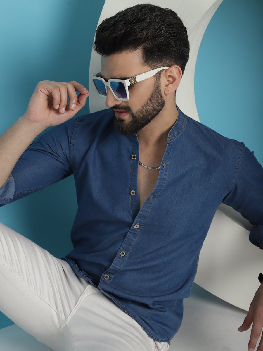 Denim Casual Shirt for Men - SF_922Blue_S