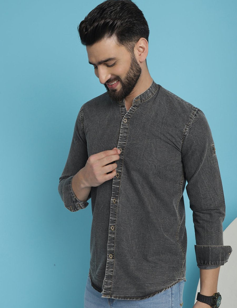 Denim Casual Shirt for Men - SF_922Charcoal_S