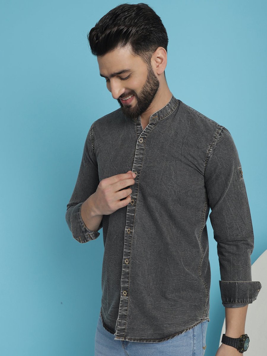 Denim Casual Shirt for Men - SF_922Charcoal_S