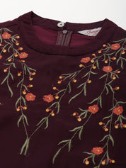 Embroidered A-Line Midi Women Dress - JOK_1472_Purple_S