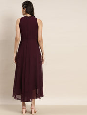 Embroidered A-Line Midi Women Dress - JOK_1474_Purple_XS