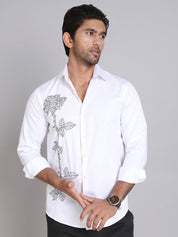 Embroidered Cotton Casual Shirt For Men - SF_9001White_S