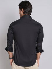 Embroidered Cotton Casual Shirt For Men - SF_9001Black_S