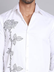 Embroidered Cotton Casual Shirt For Men - SF_9001White_S