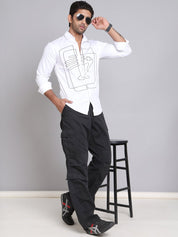 Embroidered Cotton Casual Shirt For Men - SF_9002White_S