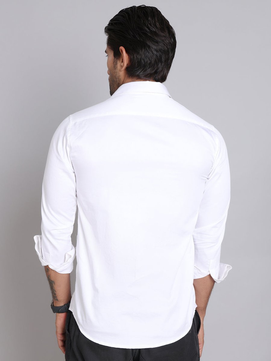 Embroidered Cotton Casual Shirt For Men - SF_9001White_S