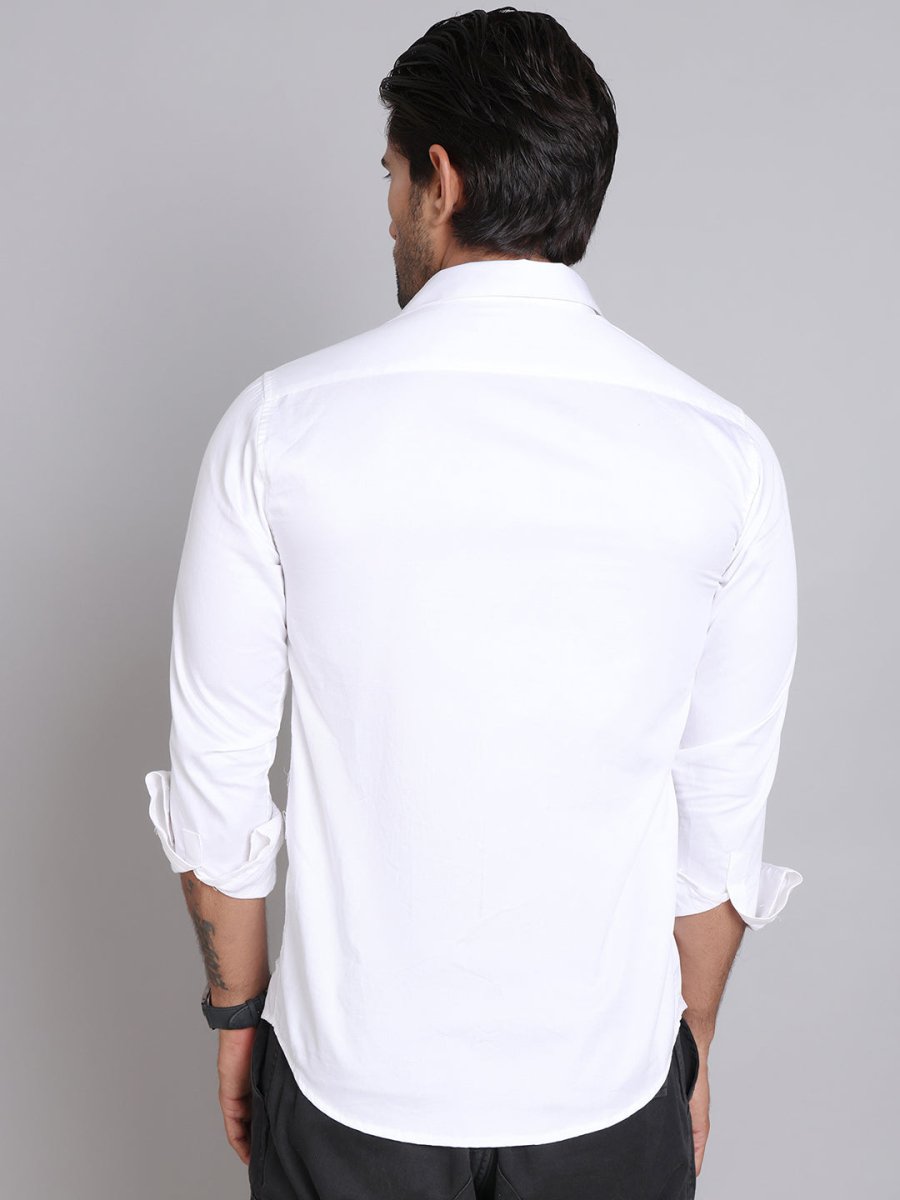 Embroidered Cotton Casual Shirt For Men - SF_9002White_S