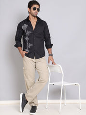 Embroidered Cotton Casual Shirt For Men - SF_9001Black_S