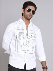 Embroidered Cotton Casual Shirt For Men - SF_9002White_S