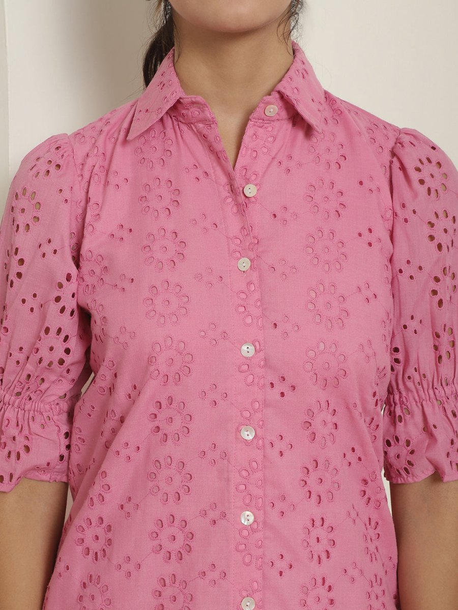 Embroidered Cotton Dress for Women - JND_2021Pink_XS