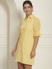 Embroidered Cotton Dress for Women - JND_2021Yellow_XS
