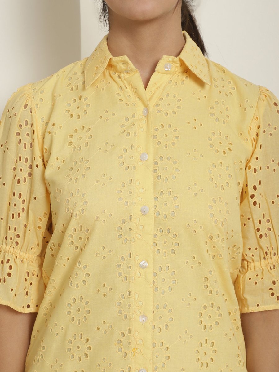 Embroidered Cotton Dress for Women - JND_2021Yellow_XS