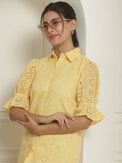 Embroidered Cotton Dress for Women - JND_2021Yellow_XS