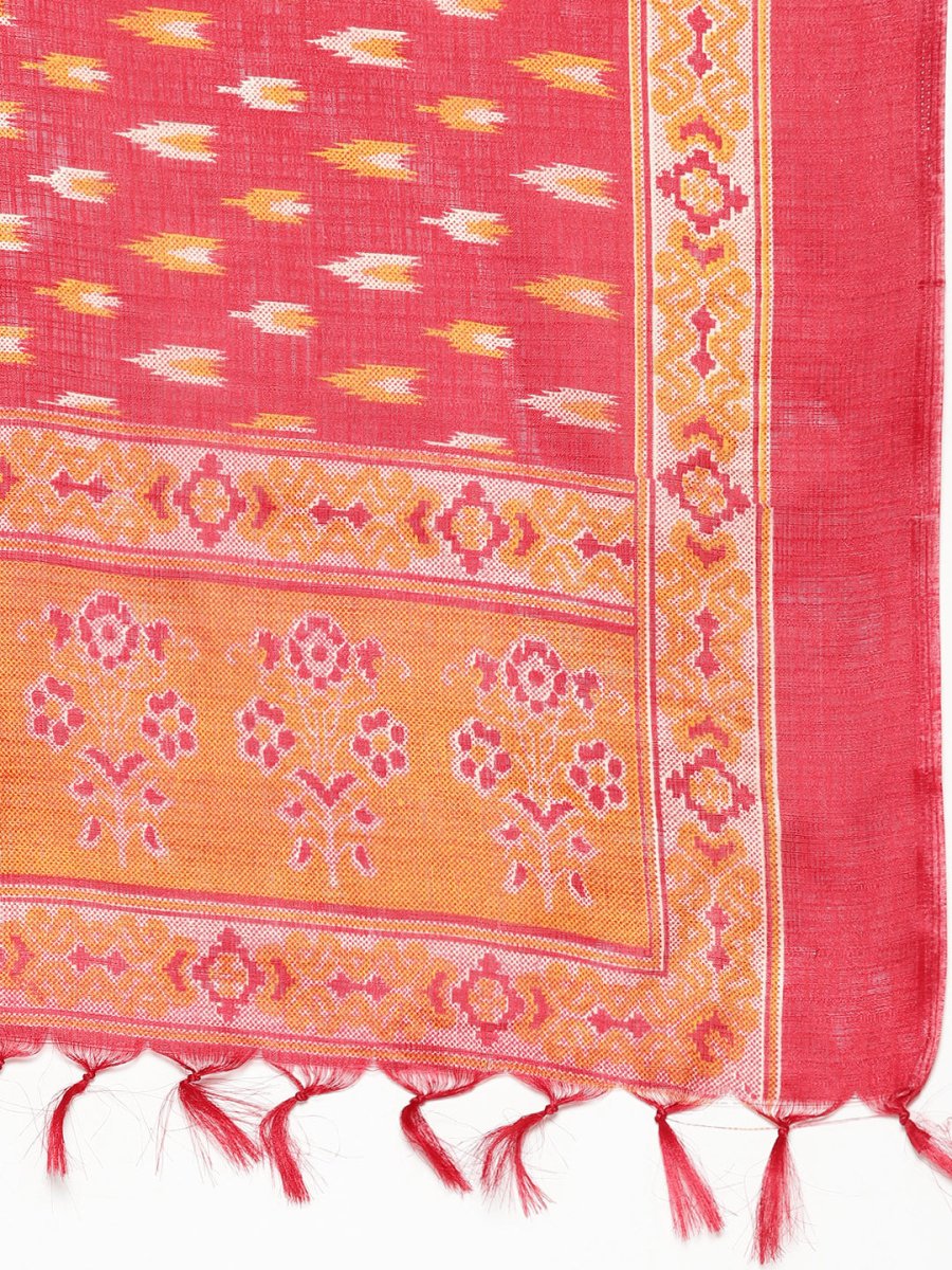 Embroidered Cotton Women Silk Flared kurta,pant with dupatta set - JOKS_D8R_1517_Golden_S