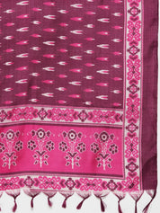 Embroidered Cotton Women Silk Flared kurta,pant with dupatta set - JOKS_D8P_1517_Pink_S