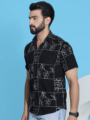 Embroidered Half Sleeve Cotton Shirt for Men - SF_948Black_S