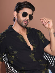 Embroidered Half Sleeve Cotton Shirt for Men - SF_9040Black_S