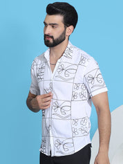 Embroidered Half Sleeve Cotton Shirt for Men - SF_948White_S