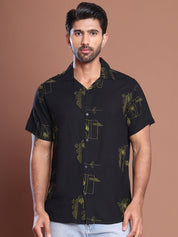 Embroidered Half Sleeve Cotton Shirt for Men - SF_9040Black_S