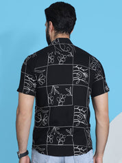 Embroidered Half Sleeve Cotton Shirt for Men - SF_948Black_S