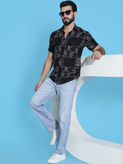 Embroidered Half Sleeve Cotton Shirt for Men - SF_948Black_S