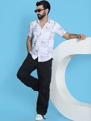 Embroidered Half Sleeve Cotton Shirt for Men - SF_948White_S