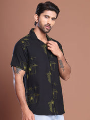 Embroidered Half Sleeve Cotton Shirt for Men - SF_9040Black_S