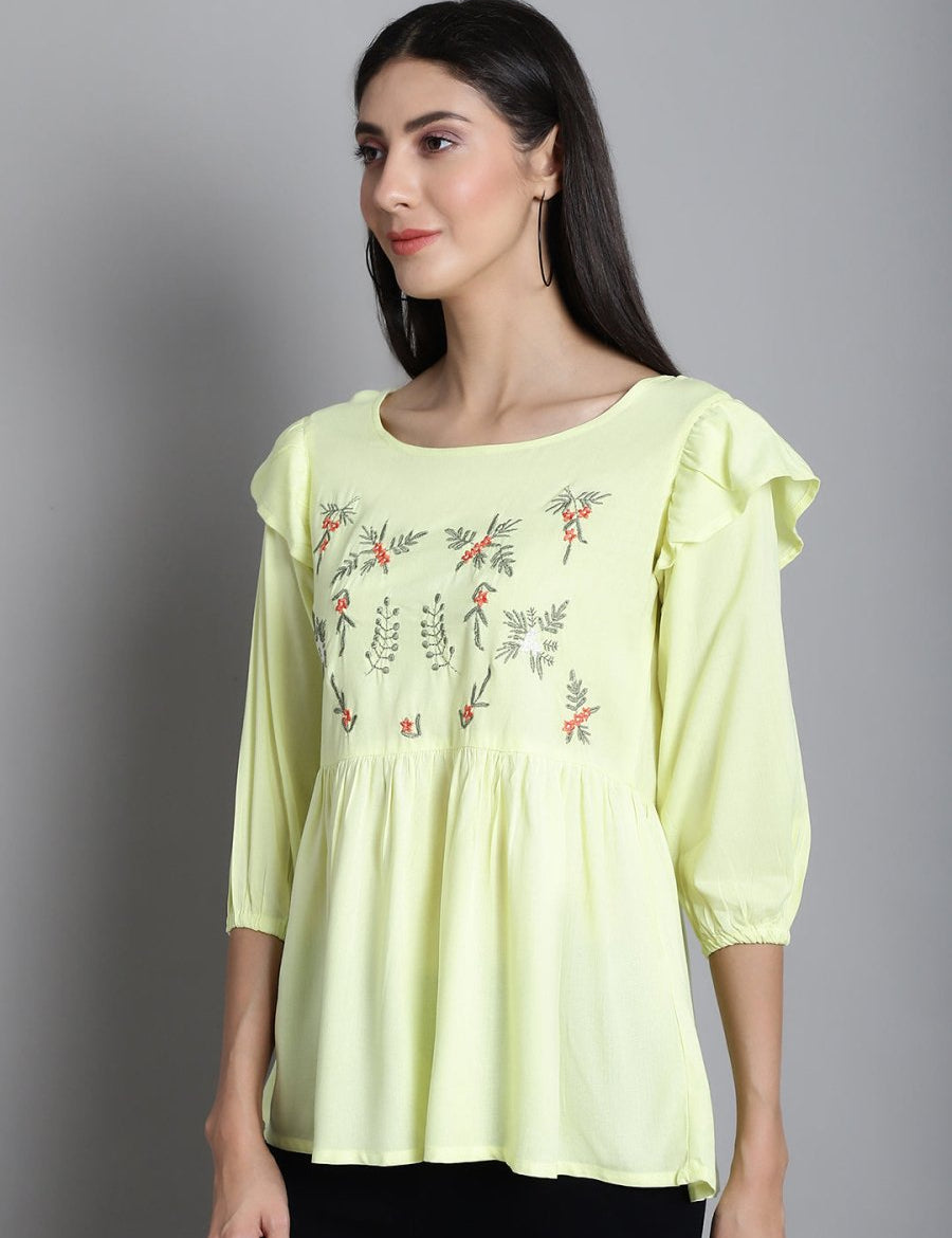 Embroidered Stylish Top - JNT_2019Lemon_XS