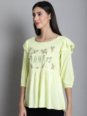 Embroidered Stylish Top - JNT_2019Lemon_XS