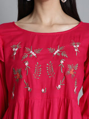 Embroidered Stylish Top - JNT_2019Red_XS