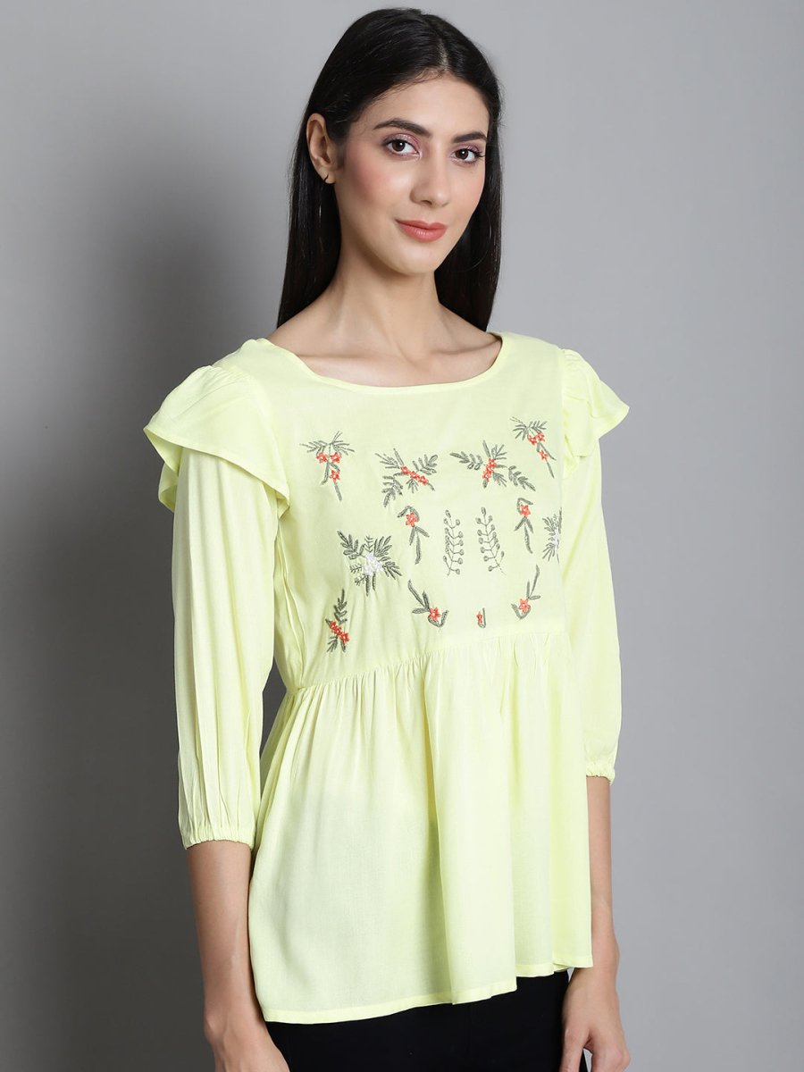 Embroidered Stylish Top - JNT_2019Lemon_XS