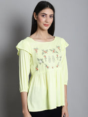 Embroidered Stylish Top - JNT_2019Lemon_XS