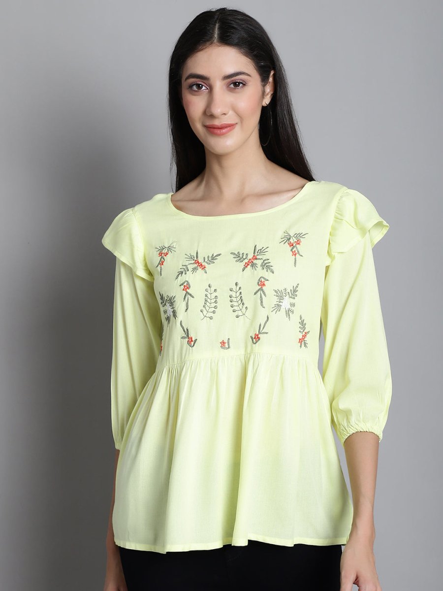 Embroidered Stylish Top - JNT_2019Lemon_XS