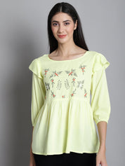 Embroidered Stylish Top - JNT_2019Lemon_XS