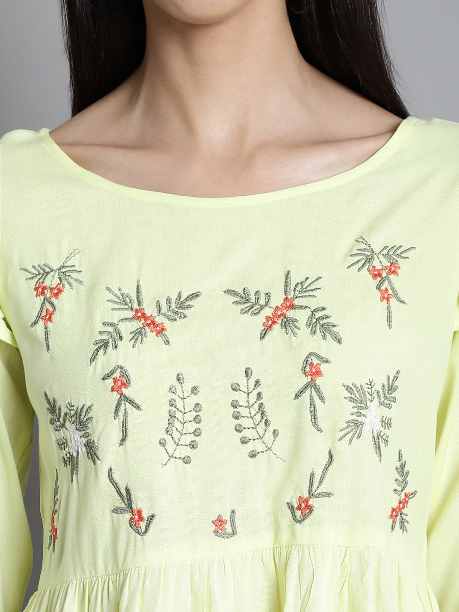 Embroidered Stylish Top - JNT_2019Lemon_XS
