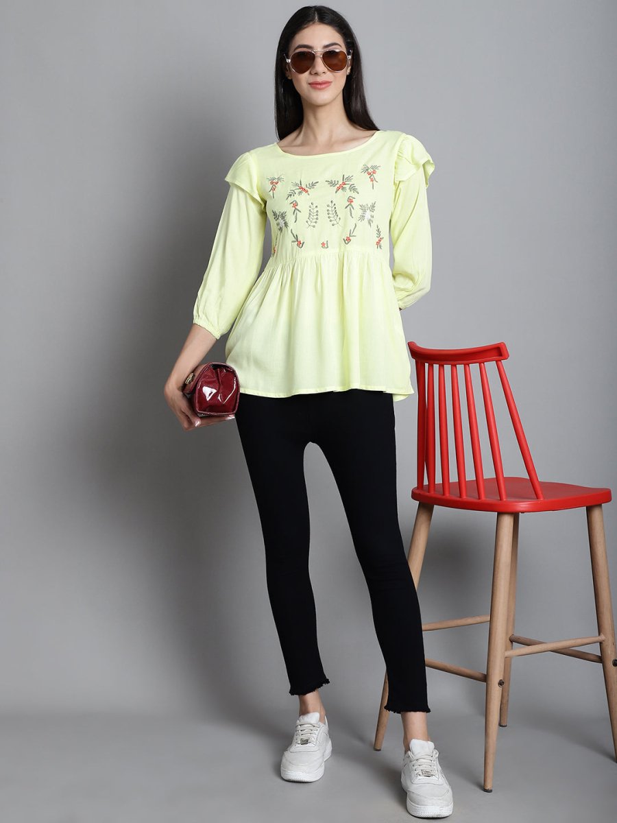 Embroidered Stylish Top - JNT_2019Lemon_XS