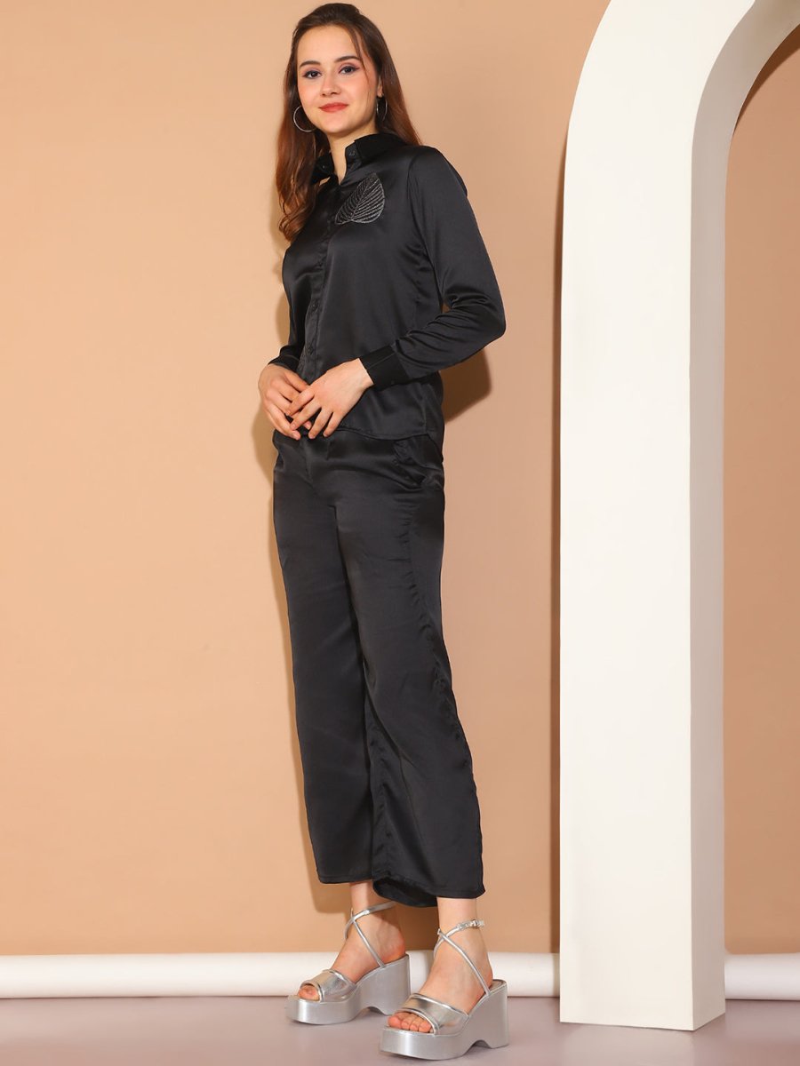 Embroidered Top and Palazzo Co-ords Set for Women - JNCS_3011Black_XS