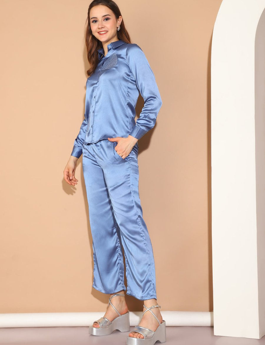Embroidered Top and Palazzo Co-ords Set for Women - JNCS_3011Blue_XS