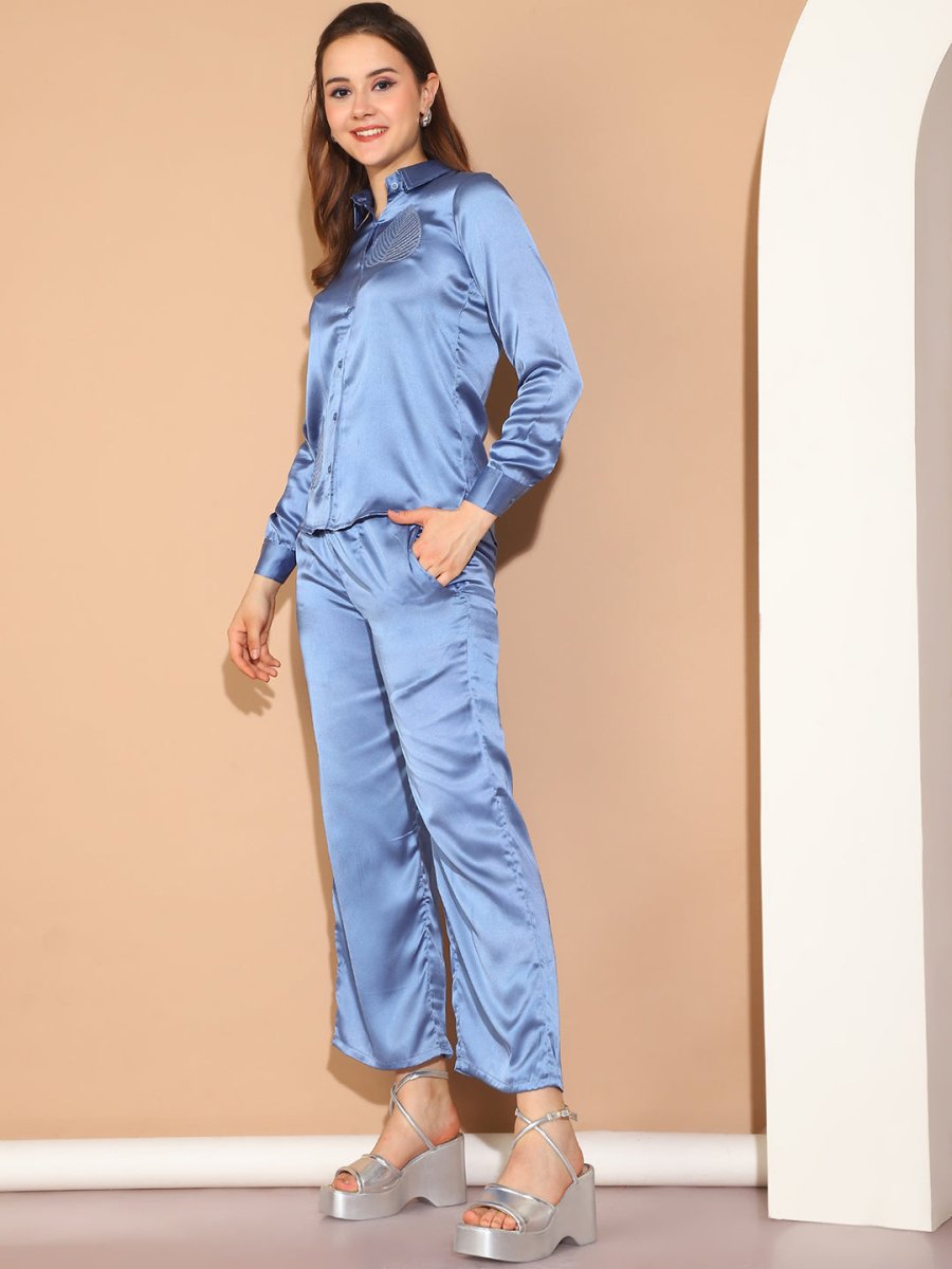 Embroidered Top and Palazzo Co-ords Set for Women - JNCS_3011Blue_XS
