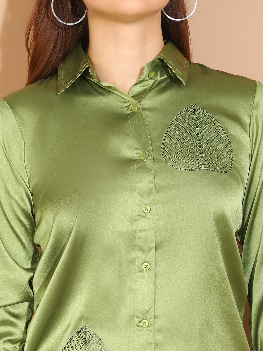 Embroidered Top and Palazzo Co-ords Set for Women - JNCS_3011Green_XS
