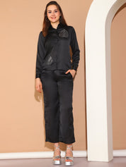 Embroidered Top and Palazzo Co-ords Set for Women - JNCS_3011Black_XS
