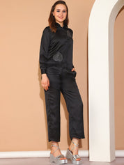 Embroidered Top and Palazzo Co-ords Set for Women - JNCS_3011Black_XS