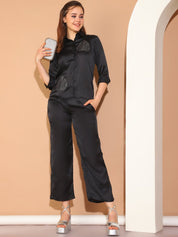 Embroidered Top and Palazzo Co-ords Set for Women - JNCS_3011Black_XS