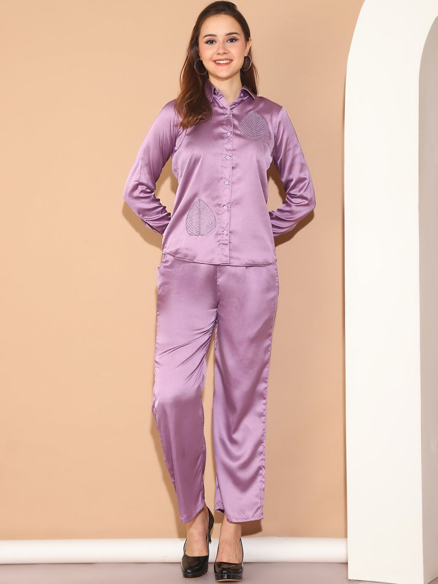 Embroidered Top and Palazzo Co-ords Set for Women - JNCS_3011Purple_XS