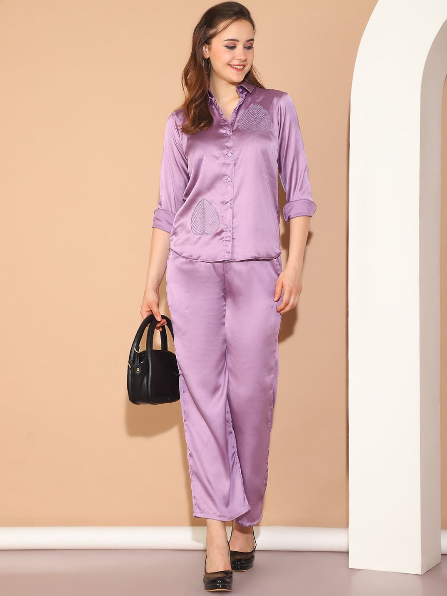 Embroidered Top and Palazzo Co-ords Set for Women - JNCS_3011Purple_XS