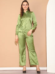 Embroidered Top and Palazzo Co-ords Set for Women - JNCS_3011Green_XS