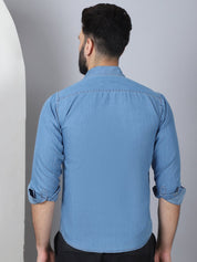 Faded Cotton Denim Casual Shirt - SF_924LIght-Blue_S