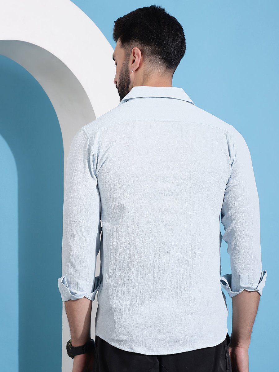 Firozi Self Design Cotton Formal Shirt for Men - SF_904Firozi_S