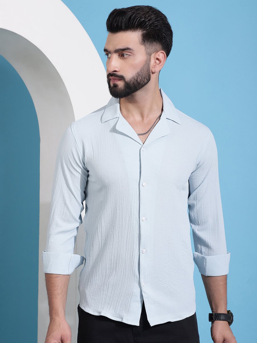 Firozi Self Design Cotton Formal Shirt for Men - SF_904Firozi_S