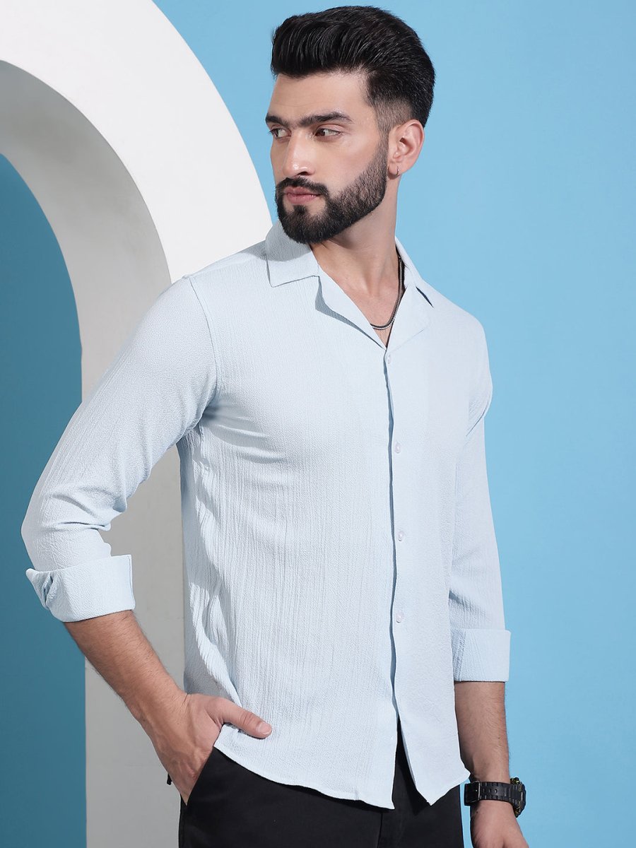 Firozi Self Design Cotton Formal Shirt for Men - SF_904Firozi_S
